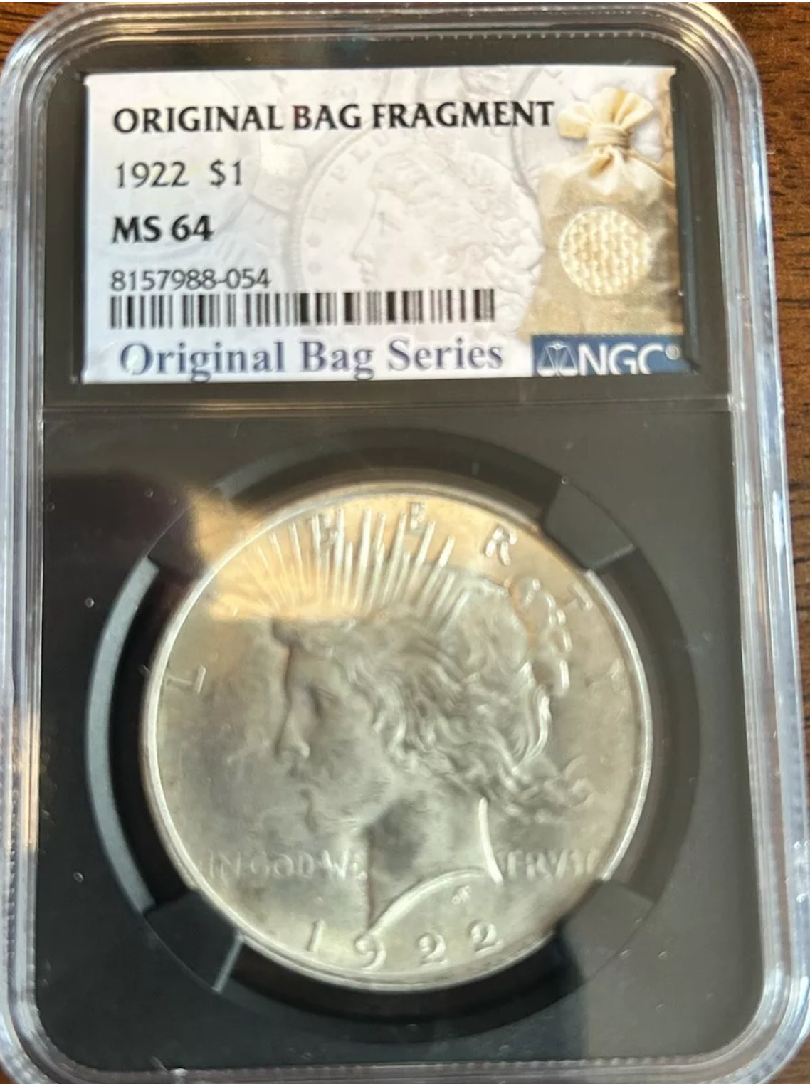 1922 Peace Silver Dollar - NGC MS 64 Original Bag Fragment Series