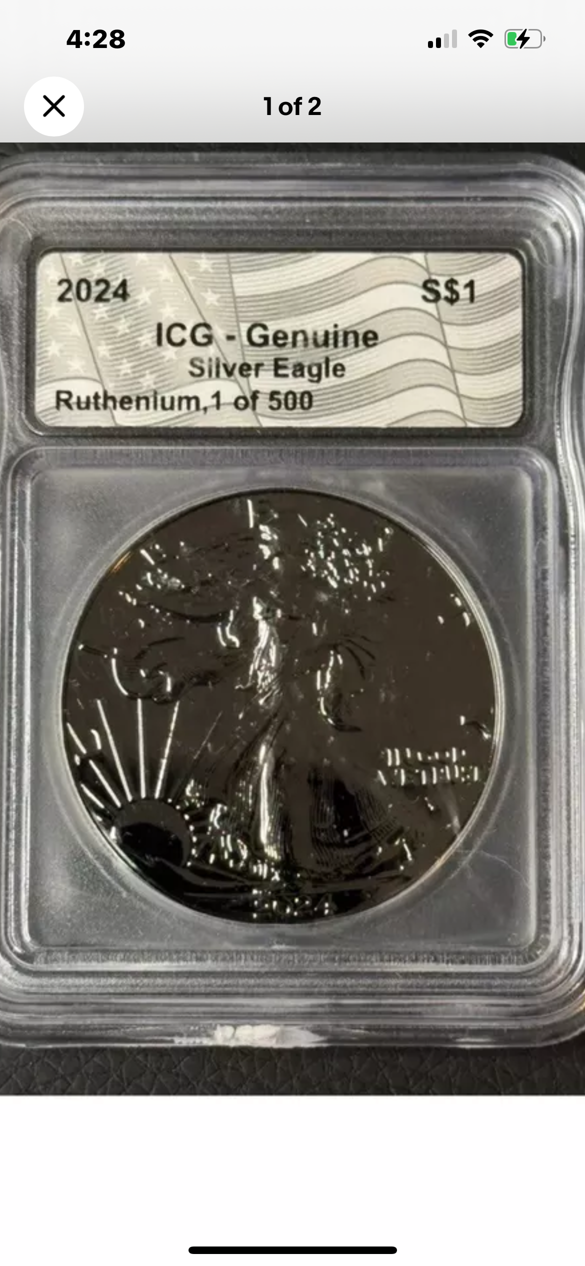 2024 ICG Silver Eagle Ruthenium 1 Of 500. Very Low Mintage.